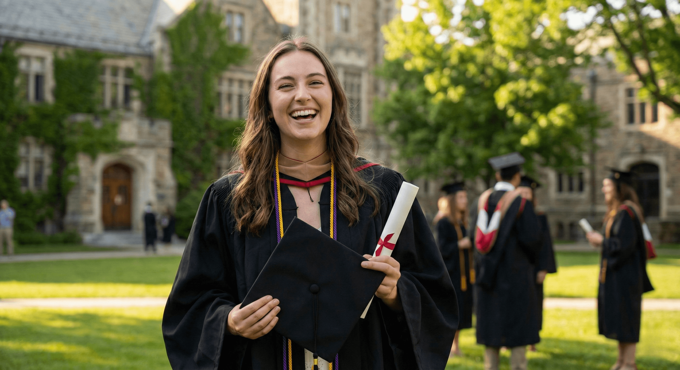 Successful student graduate holding diploma